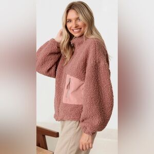 NWT Sherpa Cozy Pink Teddy Jacket